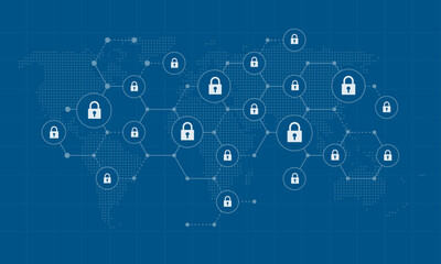 Leinwandbilder - business internet cyber security and business data protection concept. flat illustration abstract network connection background banner design