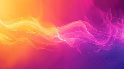 Wall Mural - Abstract background with a gradient of pink and yellow, with glowing, translucent, wavy lines.