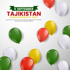 Wall Mural - Tajikistan Independence Day background with balloon illustration