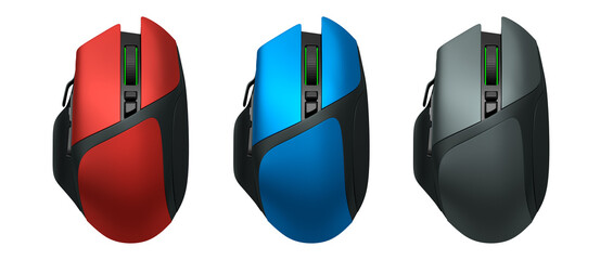 Fototapete - Set of wireless gaming computer mouse isolated on white background