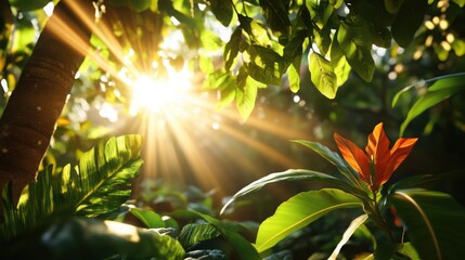 Aufkleber - Sunbeams Through the Leaves.