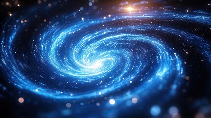 Wall Mural - A Spiraling Galaxy of Blue Light and Glitter