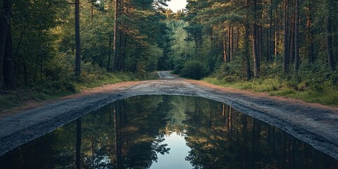 Sticker - Forest Path Reflection in Puddle