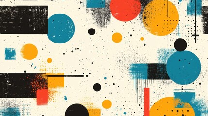 Poster - A vivid display of colorful geometric shapes, including circles and squares, arranged on a light backdrop