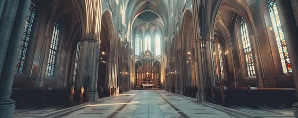 Gothic Cathedral Interior, 4K hyperrealistic photo