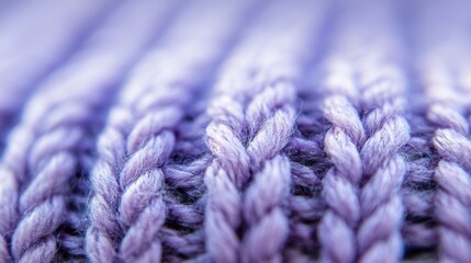 Wall Mural - This close-up reveals the intricate texture and details of soft purple knitted fabric