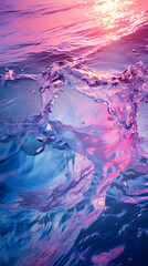 Wall Mural - digital purple and blue waves sea water abstract graphics poster background