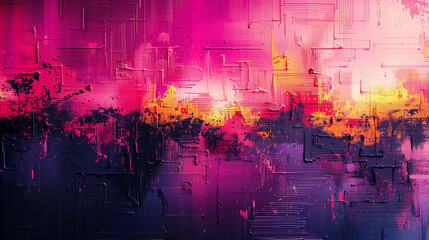 Wall Mural - abstract digital glitch art with chaotic color blocks and broken pixel patterns, showcasing a vibrant and modern design with warm and dark hues