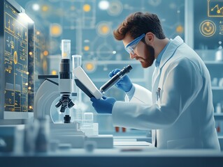 Poster - Scientist working in a laboratory.