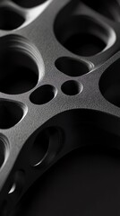 Poster - Abstract black textured surface with circular cutouts.