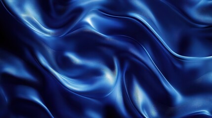 Poster - Blue Silk Waves:  A luxurious, abstract image of smooth, flowing blue silk fabric with subtle highlights that evoke a sense of elegance and sophistication.  