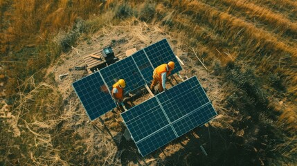 Canvas Print - Solar Panel Installation in Rural Field