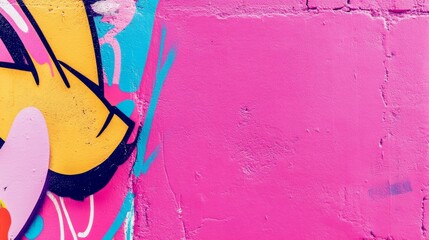 Photo of, Pink background with vibrant graffiti and urban art for design, banner template