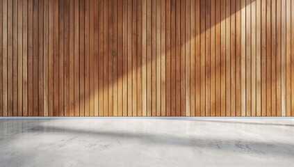 Wall Mural - A large wall of wood with a white floor