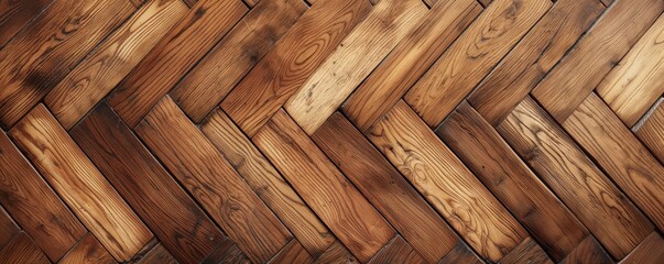 Wall Mural - A wooden floor with a checkered pattern. The wood grain is visible, and the pattern is made up of many small squares. Scene is warm and inviting, as the wood grain