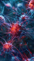 Poster - A Single Red and Blue Cell with Tendrils