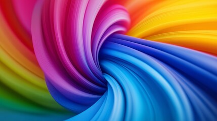 Wall Mural - A colorful swirl of fabric with a rainbow pattern. The colors are vibrant and the design is abstract