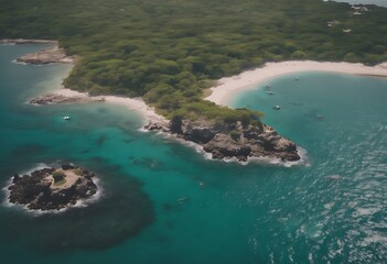 middle sea island archipelago air Rosario Bernardo seen Santa San Cruz Cartagena Islet Colombia islands Background Water Beach Summer Travel Isolated Nature House Landscape Ocean Tropical Vacatio