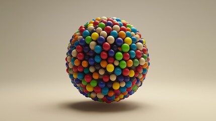 Poster - A colorful ball made of many different colored balls. The ball is a mix of colors and sizes, and it looks like a fun and playful object