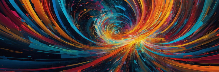 Wall Mural - Whirlwind of colors, dynamic data connection speed, swirl of multicolored shapes and lines. Abstract background