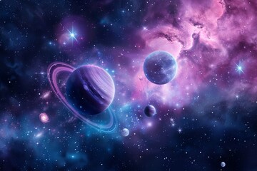 planets aligned in orbit, showcasing celestial wonders and the majesty of space exploration with vib