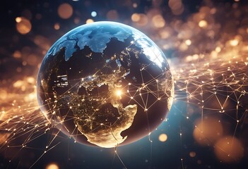 Poster - planet original science concept image information telecommunication communication business by line Earth global space scientific network international technology worldwide furnished high teleco