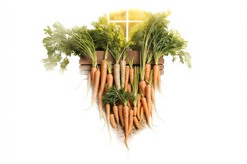 Wall Mural - A bunch of carrots are hanging from a window sill