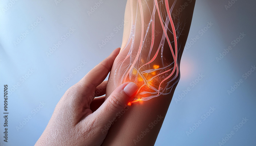 An image depicting lymphedema, focusing on the abnormal swelling of an ...