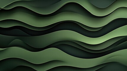 Wall Mural - Abstract Green Waves with Depth