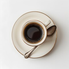 Poster - Elegant Porcelain Cup with Black Coffee on Saucer