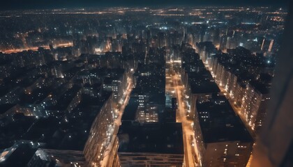 Wall Mural - cityscape constellations view night high building roof stars lot starry rise sky travel city landsca