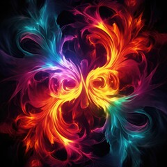 Wall Mural - 3D abstract fractal flames, intense and vibrant