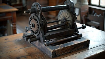Fototapete - Old machinery often features innovative mechanisms that were revolutionary in their time.
