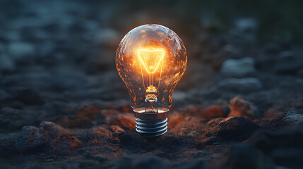 Poster - A conceptual image showcasing a light bulb as a metaphor for an innovative breakthrough and smart idea, symbolizing genius marketing strategy planning and creative thinking in business