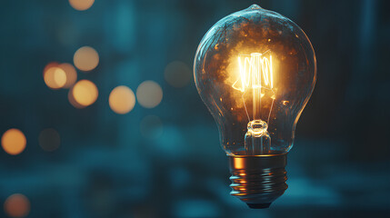 Poster - A conceptual image showcasing a light bulb as a metaphor for an innovative breakthrough and smart idea, symbolizing genius marketing strategy planning and creative thinking in business