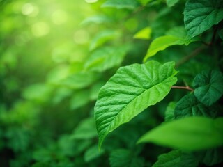 Poster - Nature of green leaf in garden at summer Natural green background