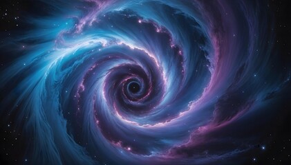 Wall Mural - Swirling cosmic galaxy with vibrant blue, purple, and pink colors, creating a mesmerizing spiral pattern