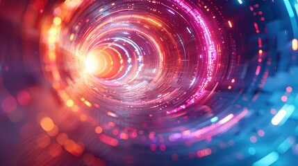 abstract futuristic digital tunnel