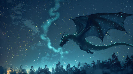 Wall Mural - Majestic dragon, the elegance of mythical creatures