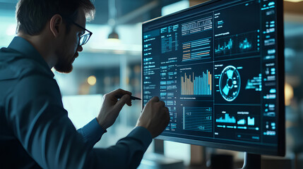 Fototapete - Data Science for Business Intelligence, data science for business intelligence with an image depicting analysts creating dashboards and reports to provide actionable insights to business stakeholders