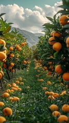 Wall Mural - Real Photo of Golden Apricots on Trees