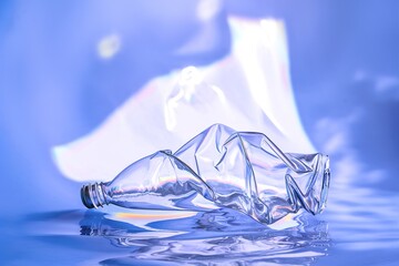 Wall Mural - A bottle of water is floating in a body of water