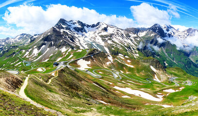 Sticker - Summer Landscape panorama at the Grossglockner mountain in Austria,  Hohe Tauern range