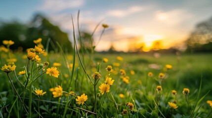 Poster - Golden Meadow at Sunset