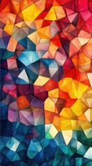 A vibrant abstract background featuring colorful geometric shapes and patterns, perfect for creative design projects.