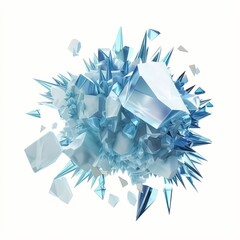 Poster - 3D Render, Low Poly style of ice blast effect, on isolated white background, Generative AI