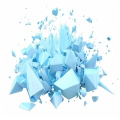 Canvas Print - 3D Render, Low Poly style of ice blast effect, on isolated white background, Generative AI