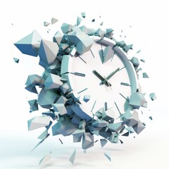 Canvas Print - 3D Render, Low Poly style of time distortion effect, on isolated white background, Generative AI