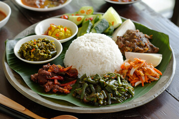 Wall Mural - Nasi Padang - famous traditional Indonesian food.