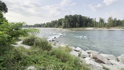 Wall Mural - river ticino in cuggioni village in italy, 4th august 2024